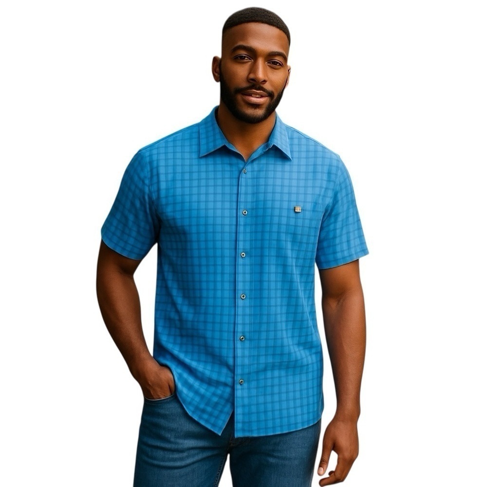 Marmot Elbridge Men’s Button Down Short Sleeve Shirt. Arctic Blue Size L #1460